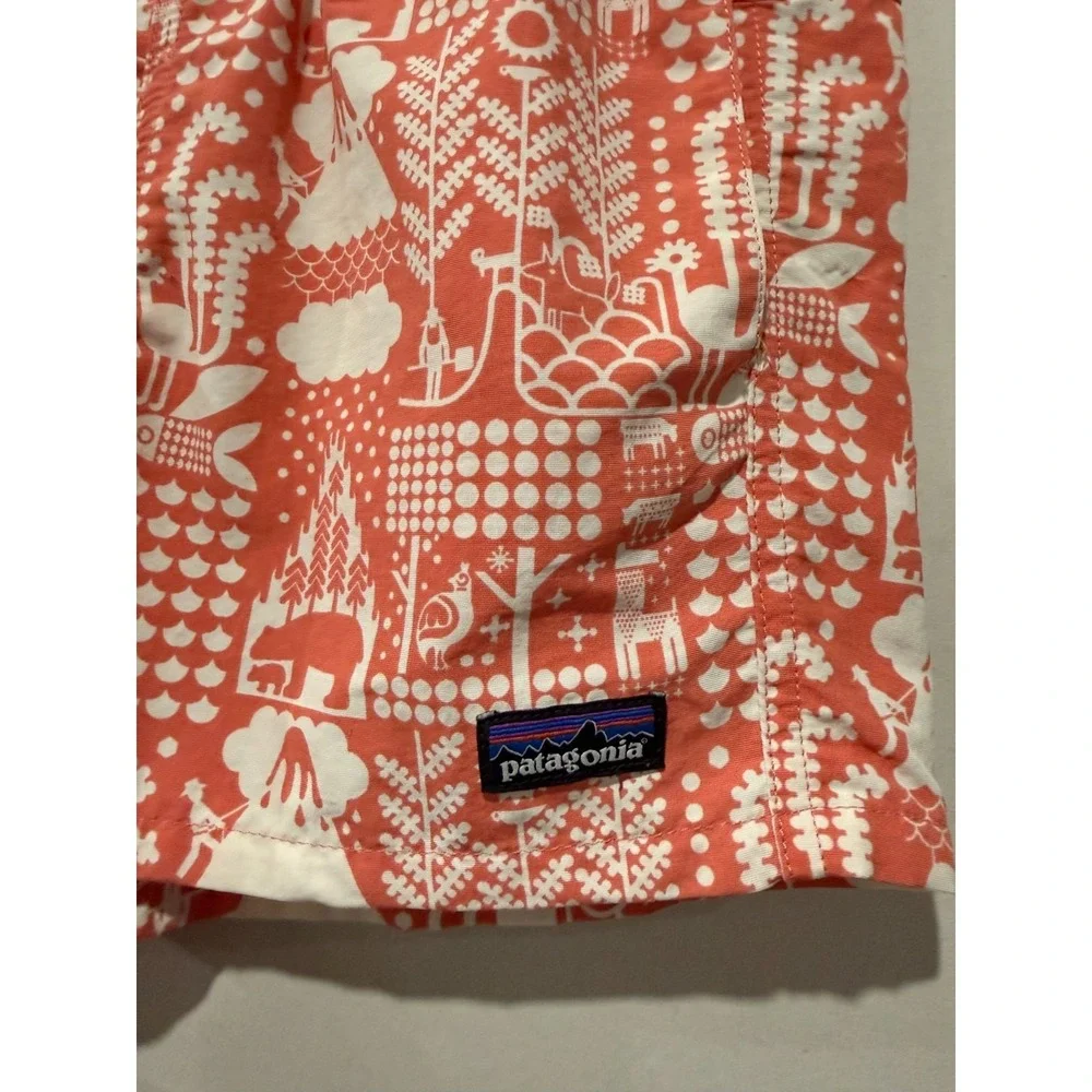 Patagonia‎ Girls Baggies Nylon Pull On Shorts XL Coral Printed Outdoors